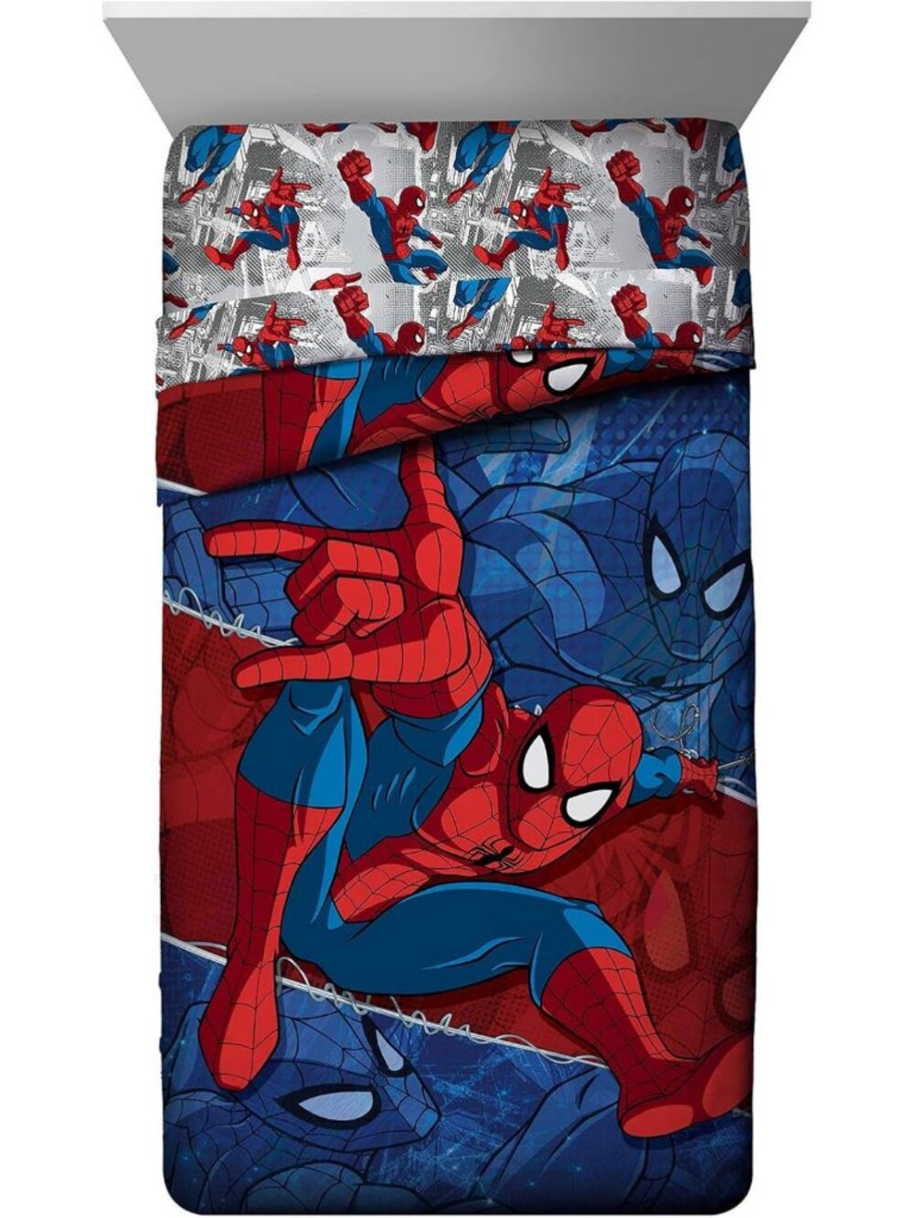 Super Soft Reversible Kids Comforter - Multi Spiderman Design, Twin Size